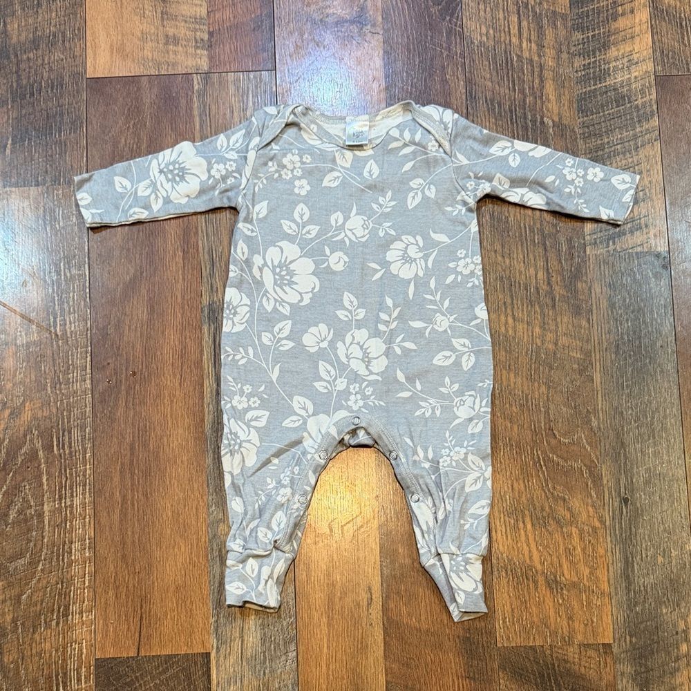 Floral Gray Kids One Piece 6-12 mos (5425)